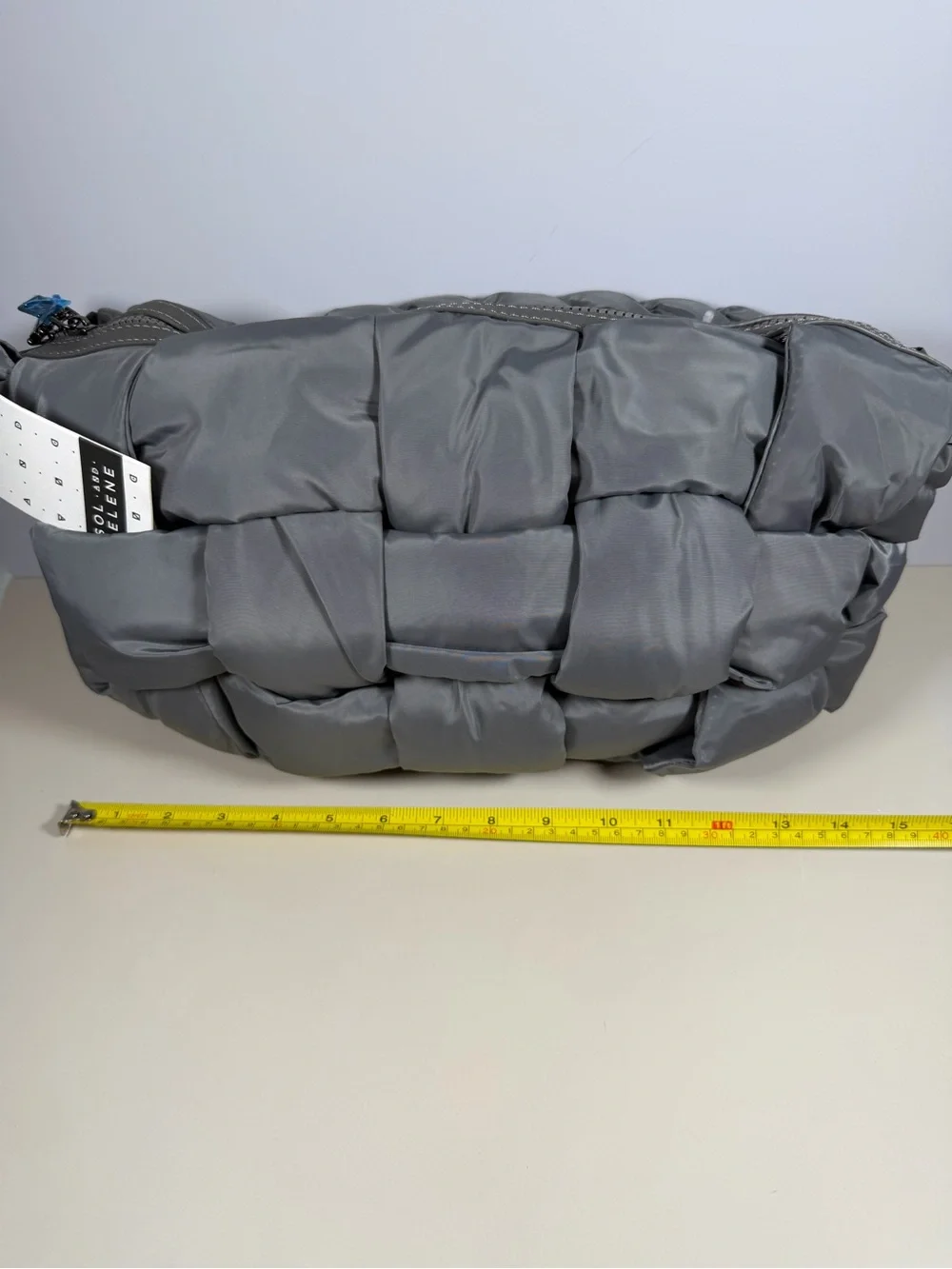 Quilted Braided-Handle Messenger Bag - Gray